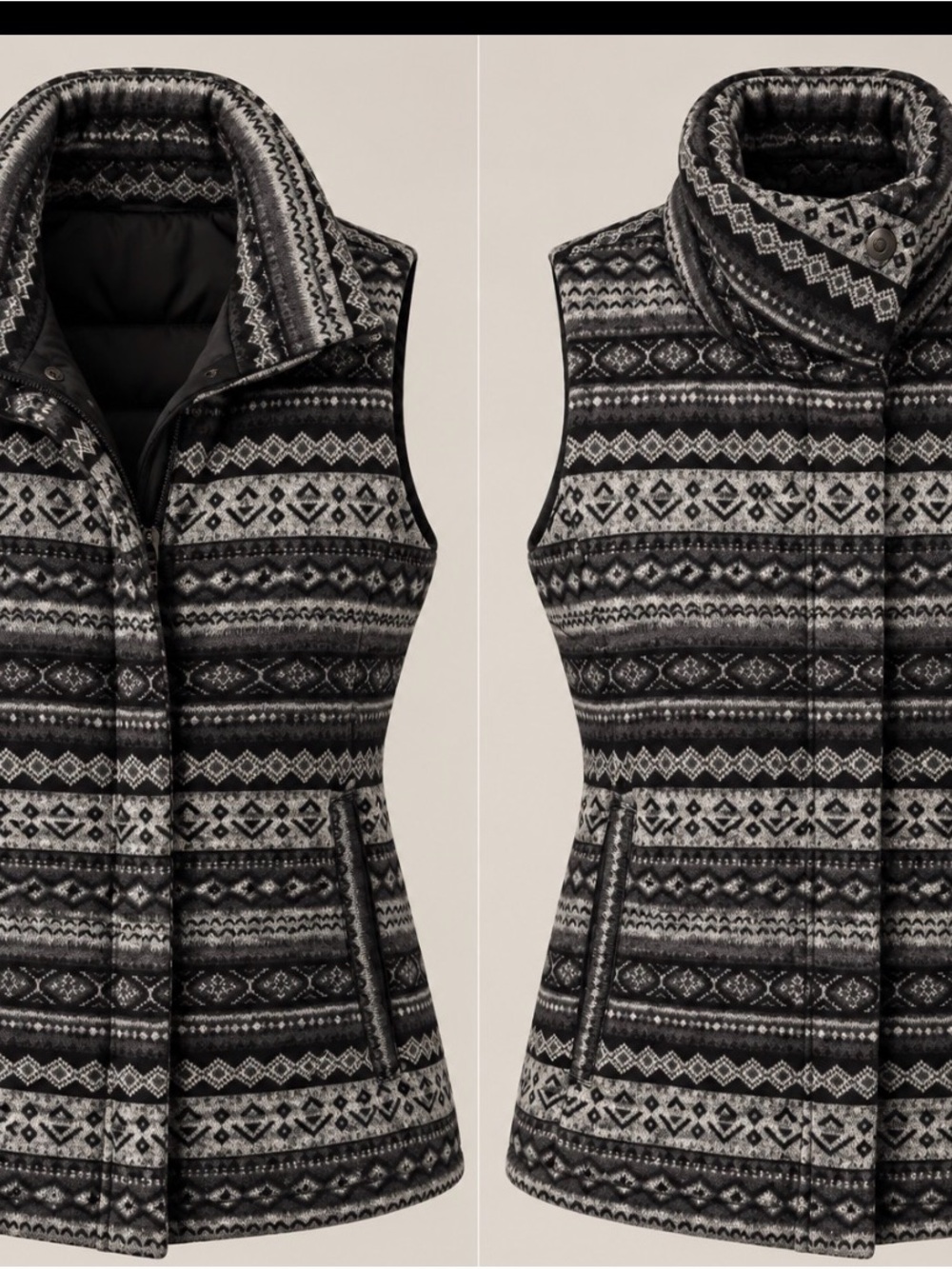 Cyprus Fair Isle Women's Black & Gray Vest -small